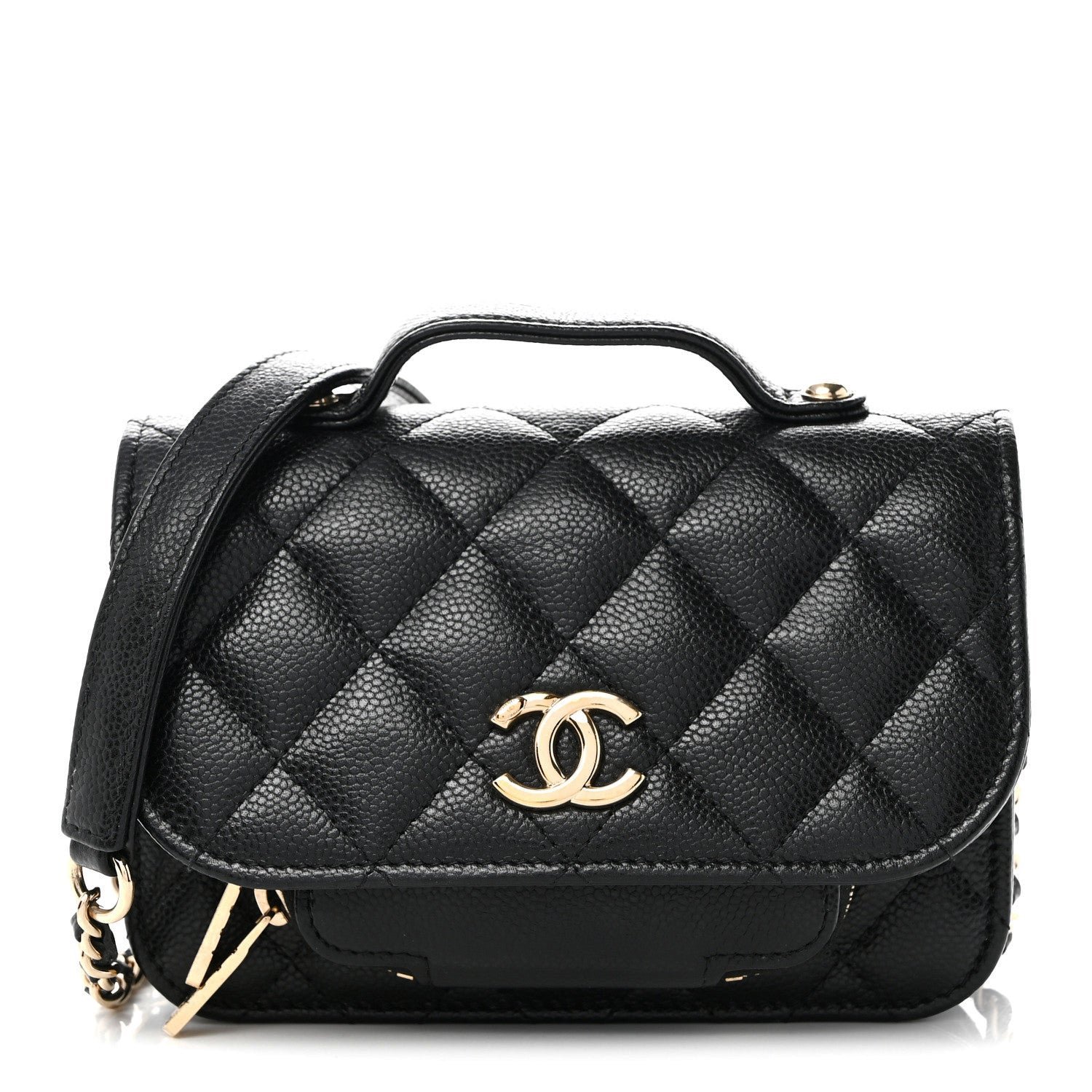 Chanel Caviar Quilted Business Affinity Clutch With Chain Black