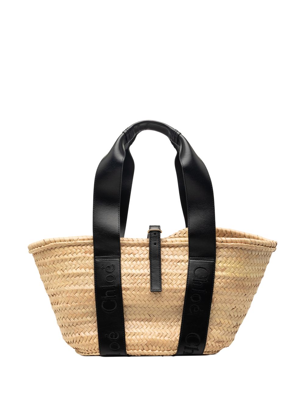 2023 Medium Raffia and Smooth Calfskin Sense Basket tote bag