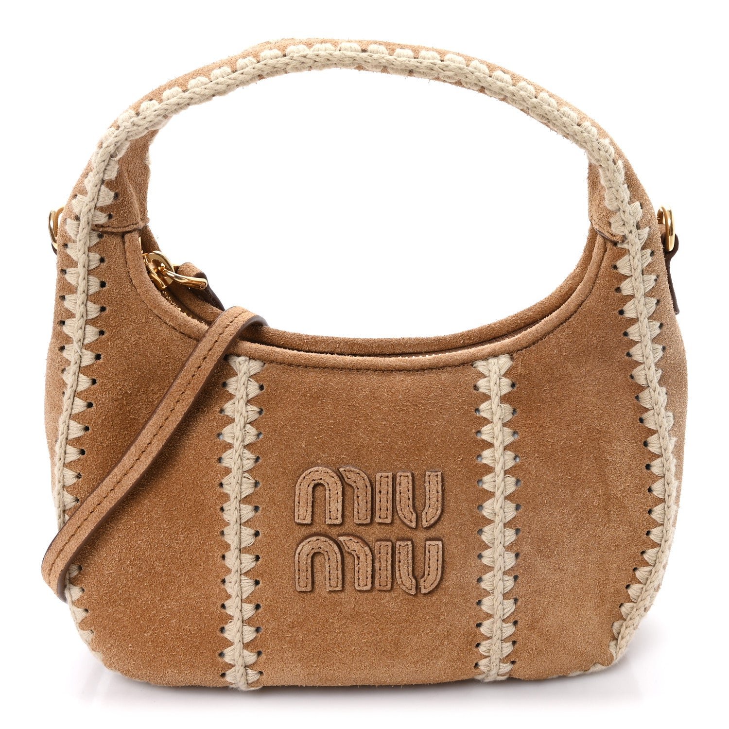 Miu Miu Camoscio Crochet  Wander Hobo Cannella