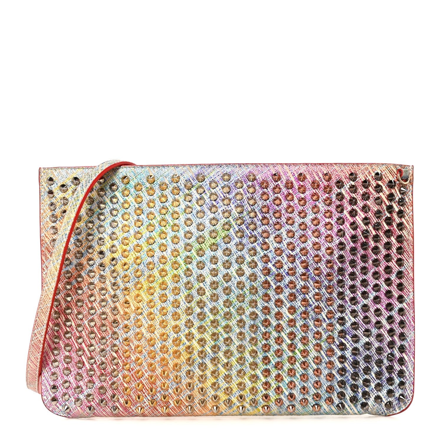 Christian Louboutin Metallic Suede Unicorn Studded Loubiclutch Multicolor