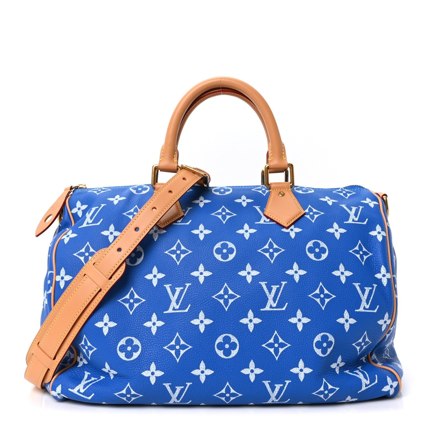 Louis Vuitton Louis Vuitton Calfskin Monogram Speedy P9 Bandouliere 40 Blue