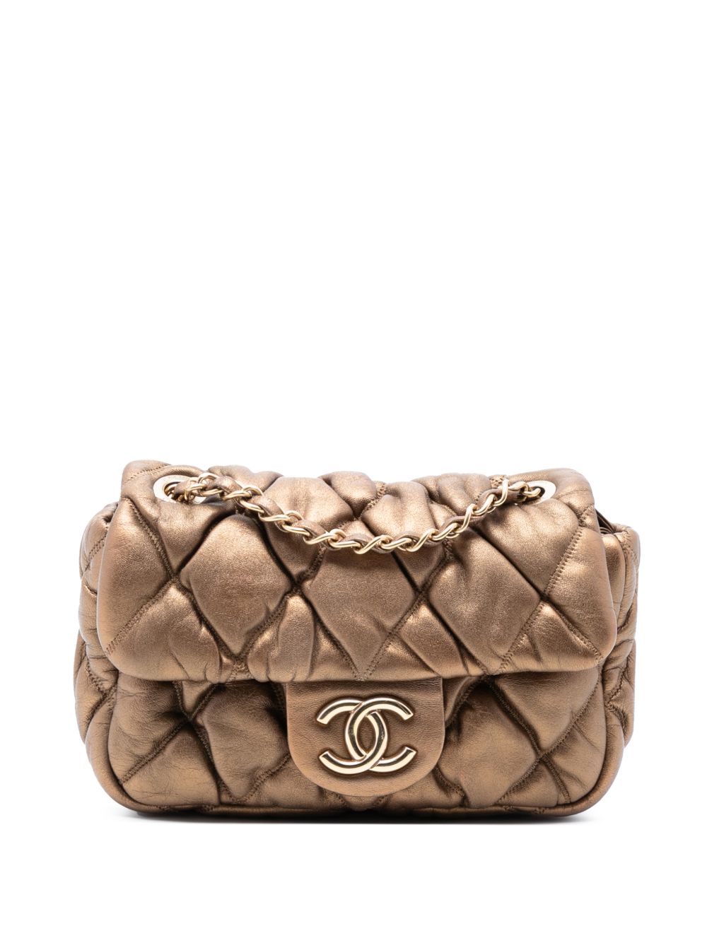 2009-2010 CC Lambskin Bubble Quilt Flap crossbody bag