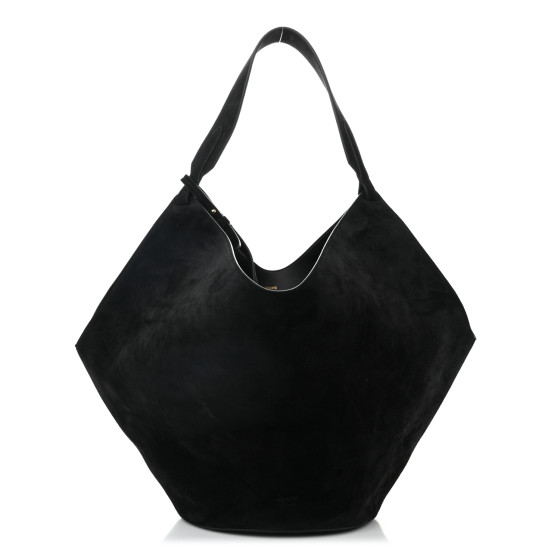 Khaite Suede Calfskin Medium Lotus Tote Black