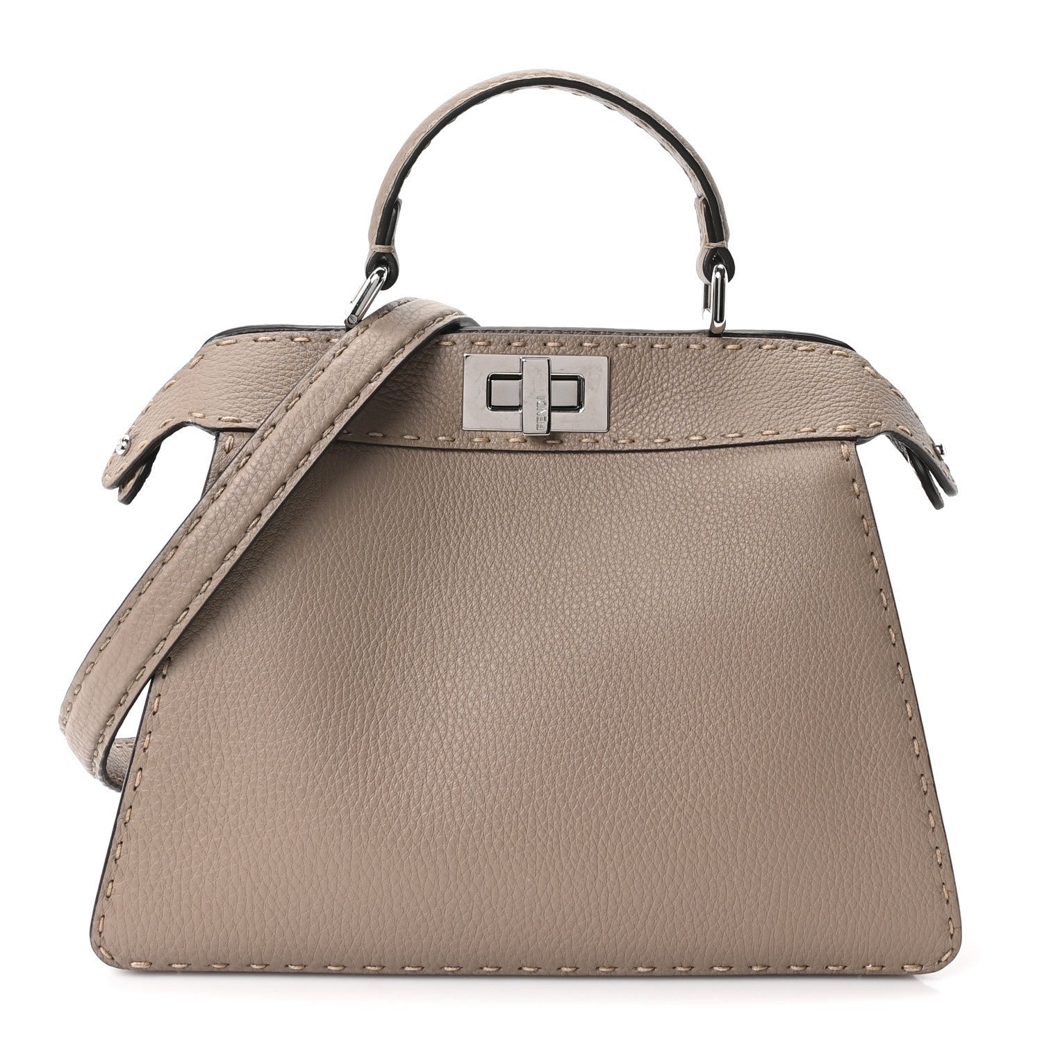Fendi Cuoio Romano Selleria Chamois Small Peekaboo I SEE U Satchel Corda Camelia Cipria