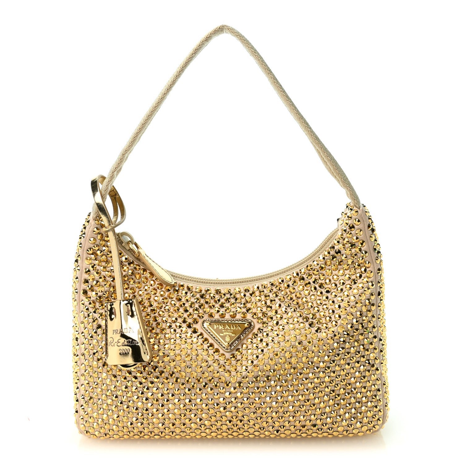 Satin Crystal Mini Re-Edition 2000 Bag Platino