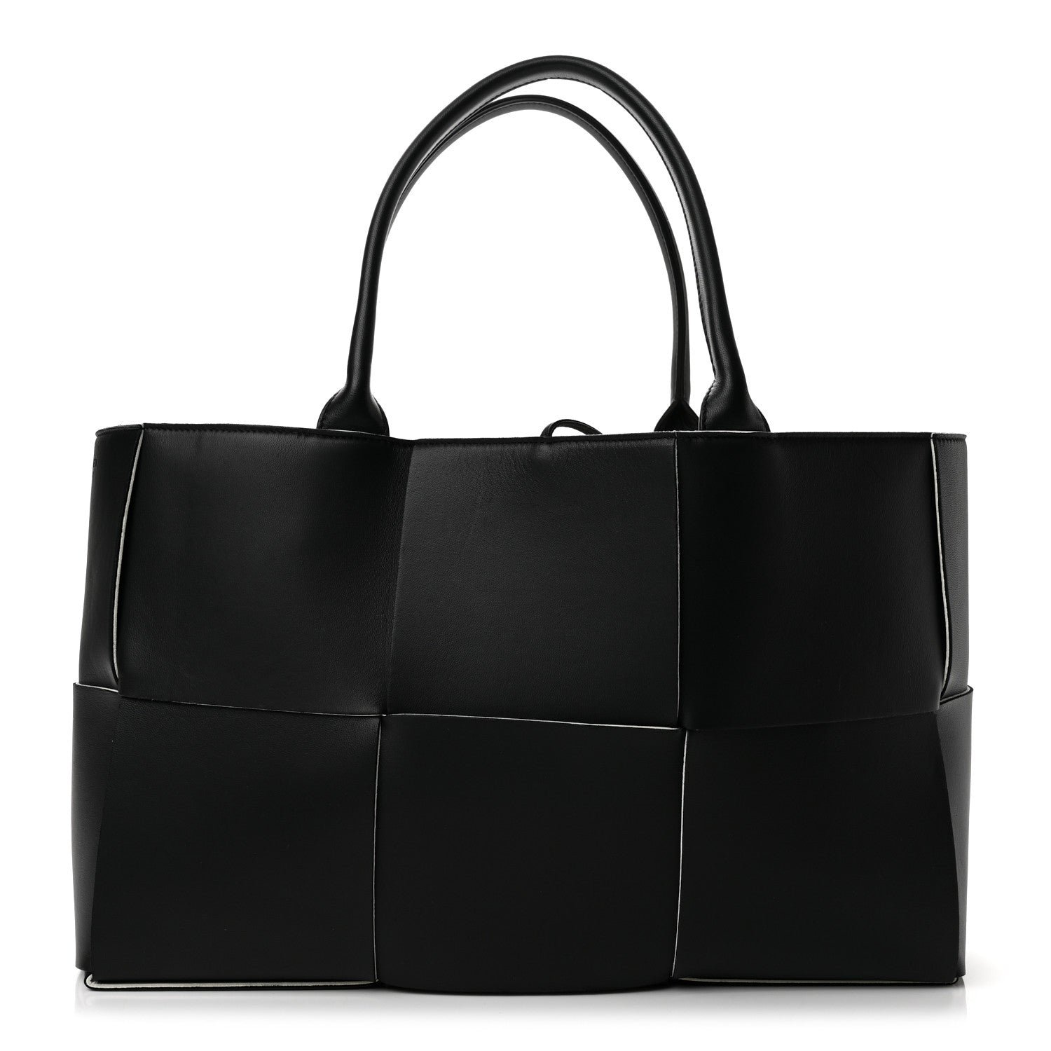 Bottega Veneta Nappa Maxi Intrecciato Medium Arco Tote Black White