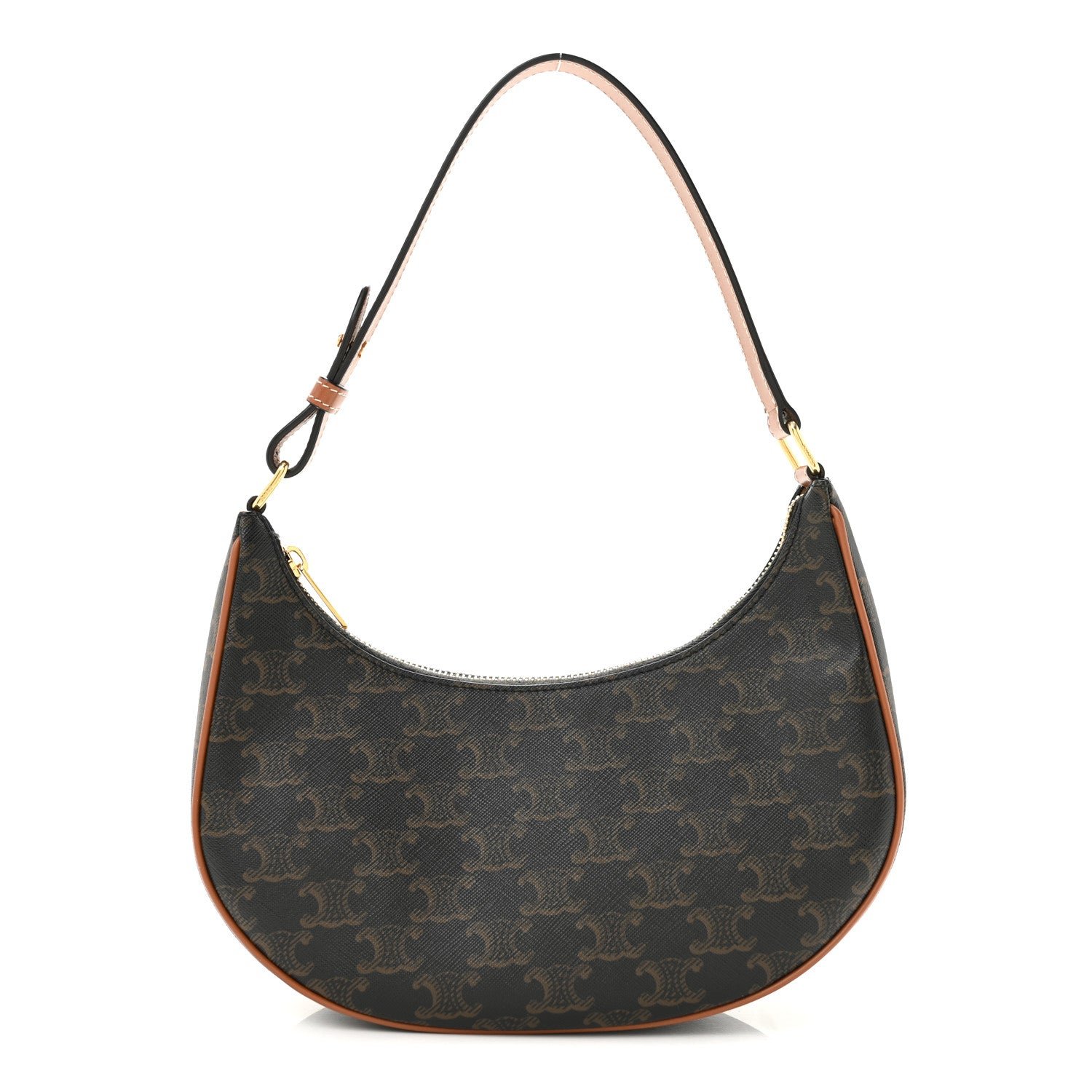 Celine Triomphe Canvas Calfskin Ava Shoulder Bag Tan
