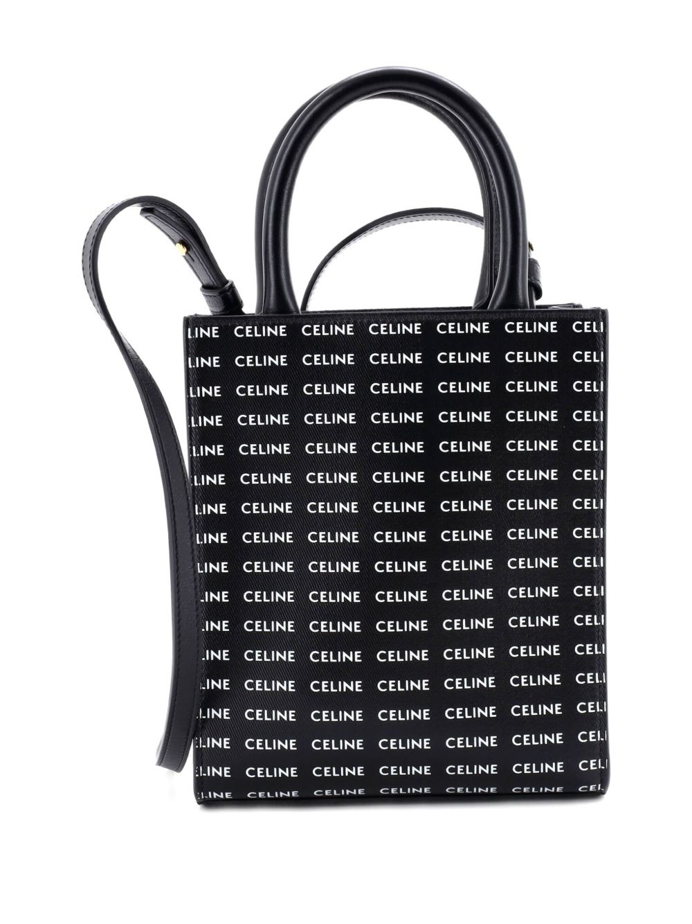 Vertical Cabas All Over Logo Print Leather Mini tote bag