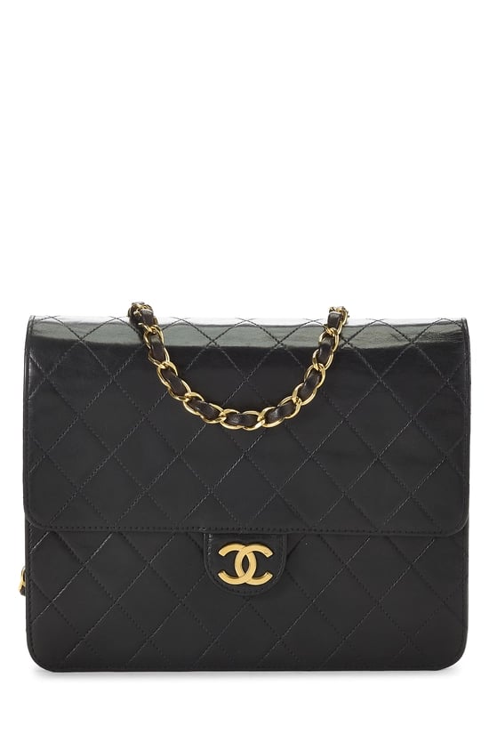 Black Quilted Lambskin Ex Flap Small