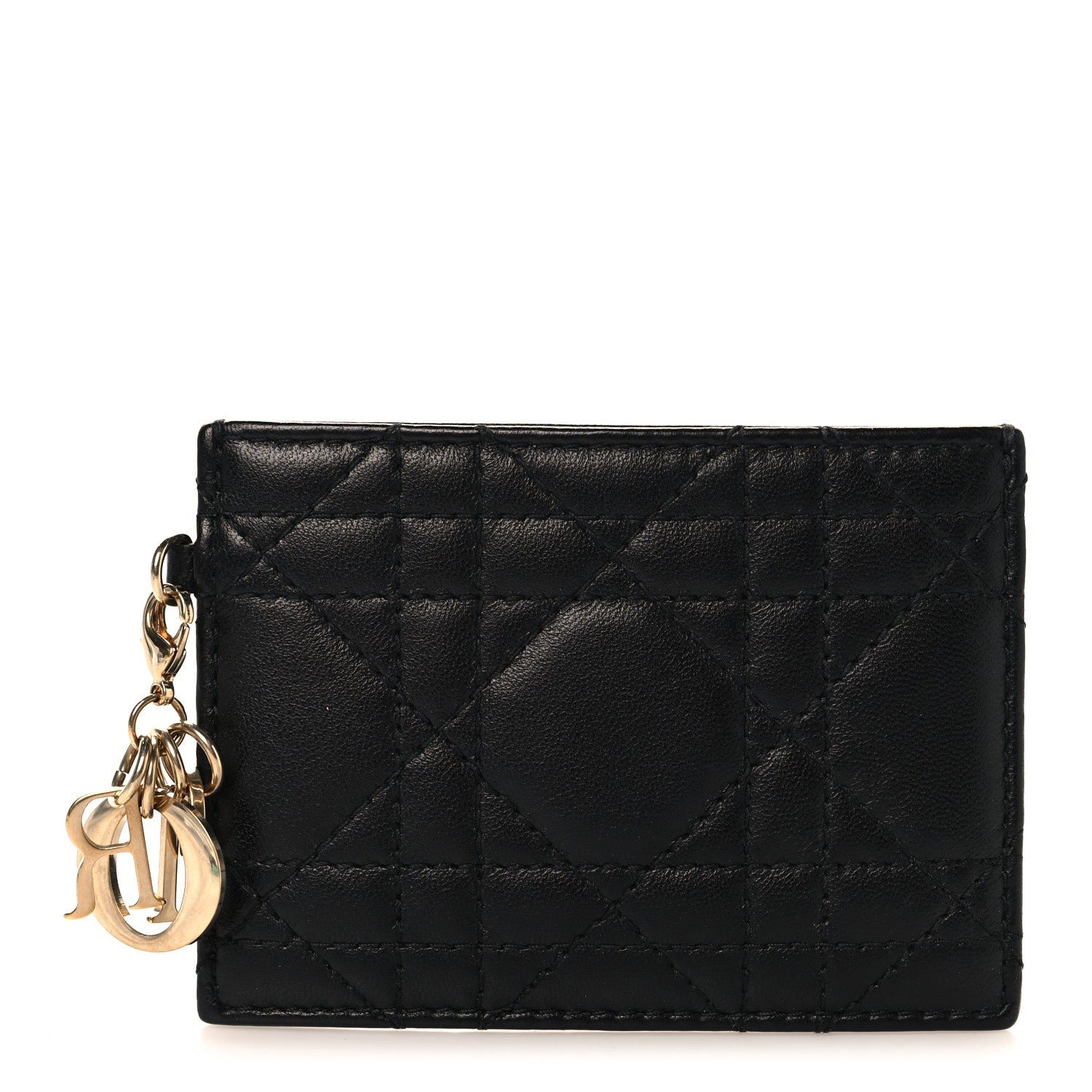 Christian Dior Lambskin Cannage Lady Dior Card Holder Black