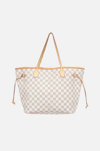 2010 Damier Azure Neverfull MM Tote Bag