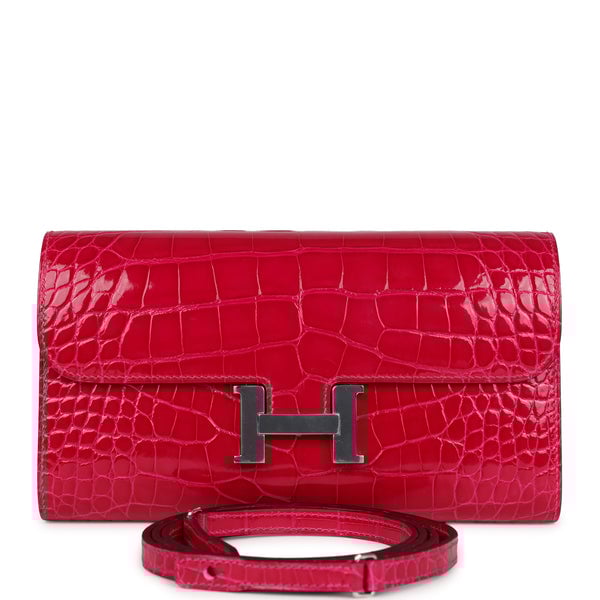 Hermes Constance Wallet To Go Rose Mexico Shiny Alligator Palladium Hardware