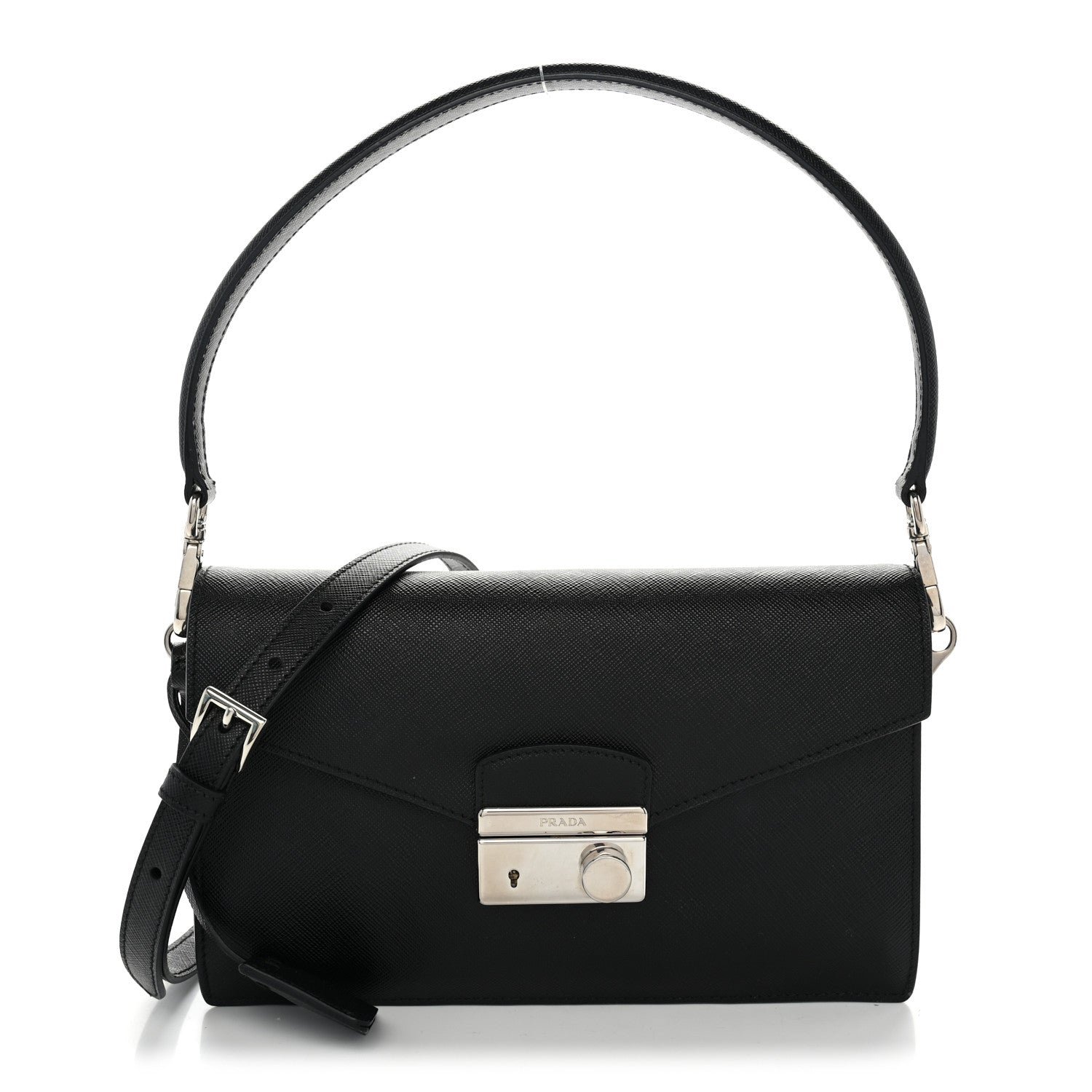 Prada Saffiano Lux Sound Crossbody Bag Black