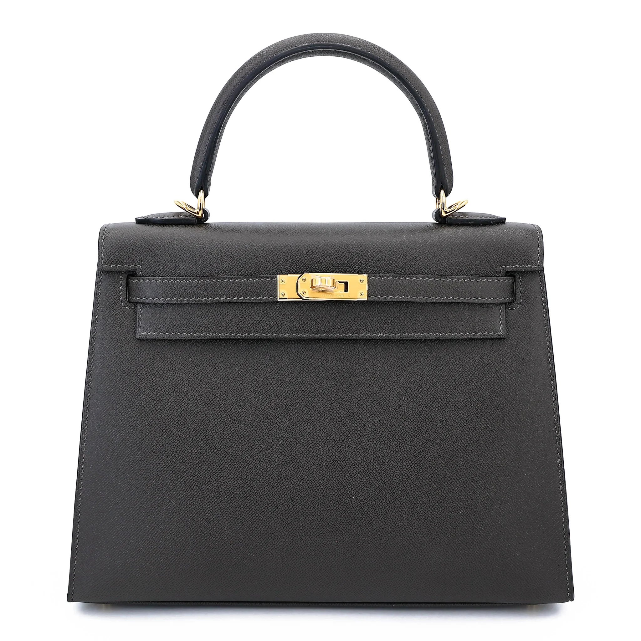 Unused ( Rank NS ) HERMÈS Kelly 25 Sellier Graphite (88) Madame Gold hardware W (2024)
