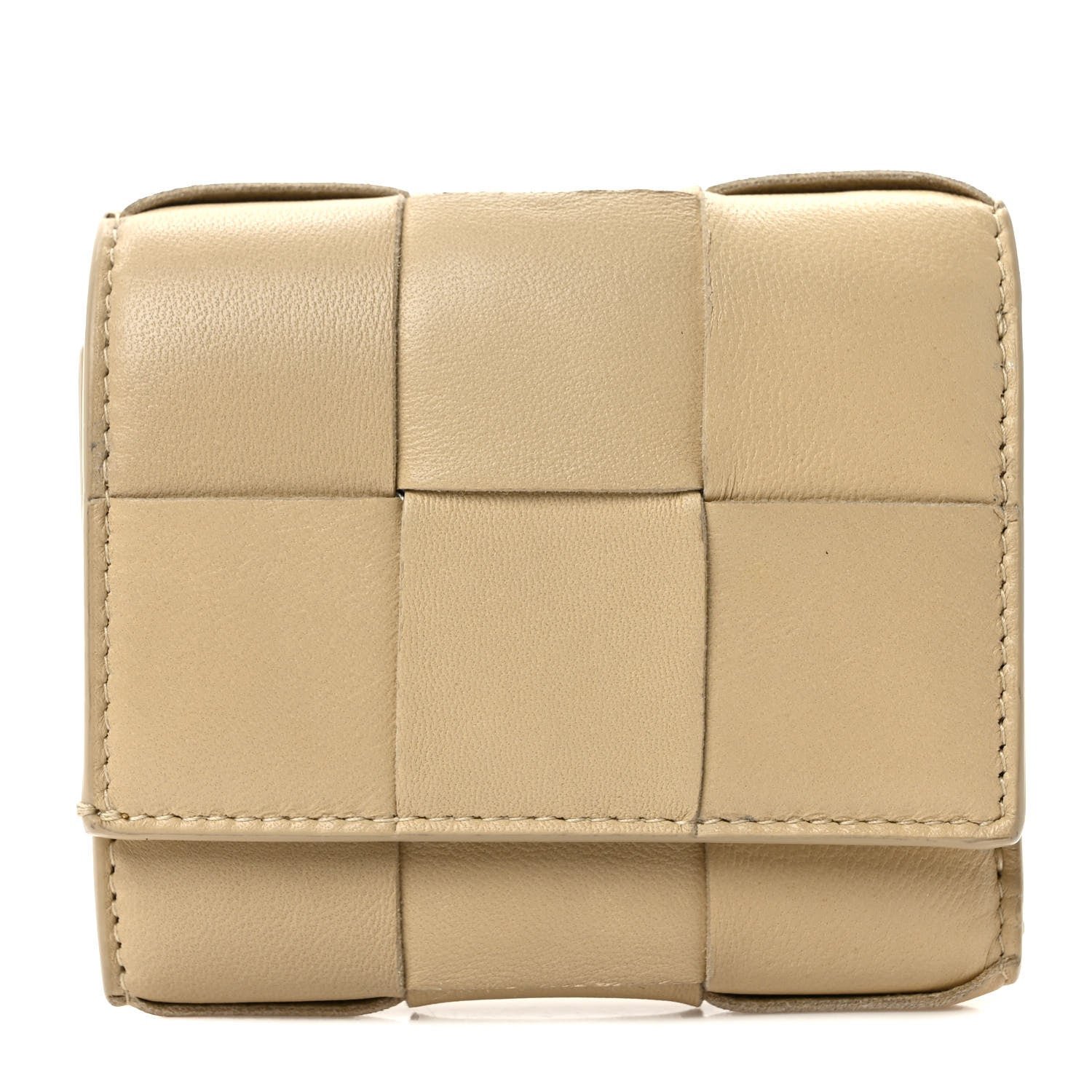 Bottega Veneta Nappa Calfskin Maxi Intrecciato Cassette Tri-Fold Wallet Porridge
