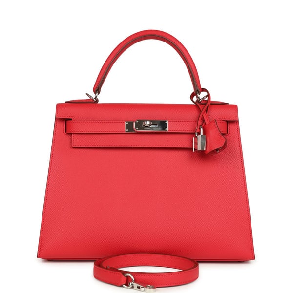 Hermes Pre-owned Hermes Kelly Sellier 28 Bougainvillea Epsom Palladium Hardware