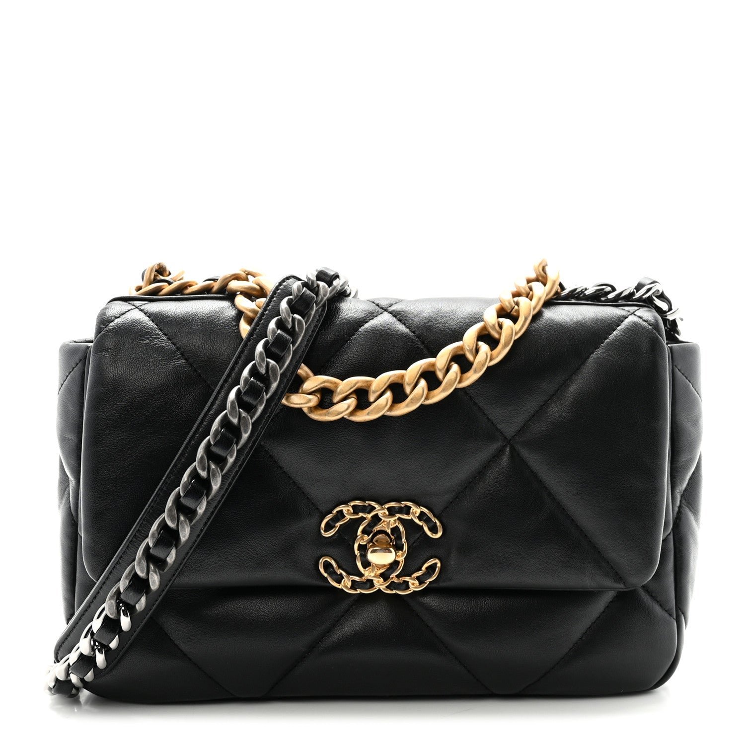 Chanel Lambskin Quilted Medium Chanel 19 Flap Black