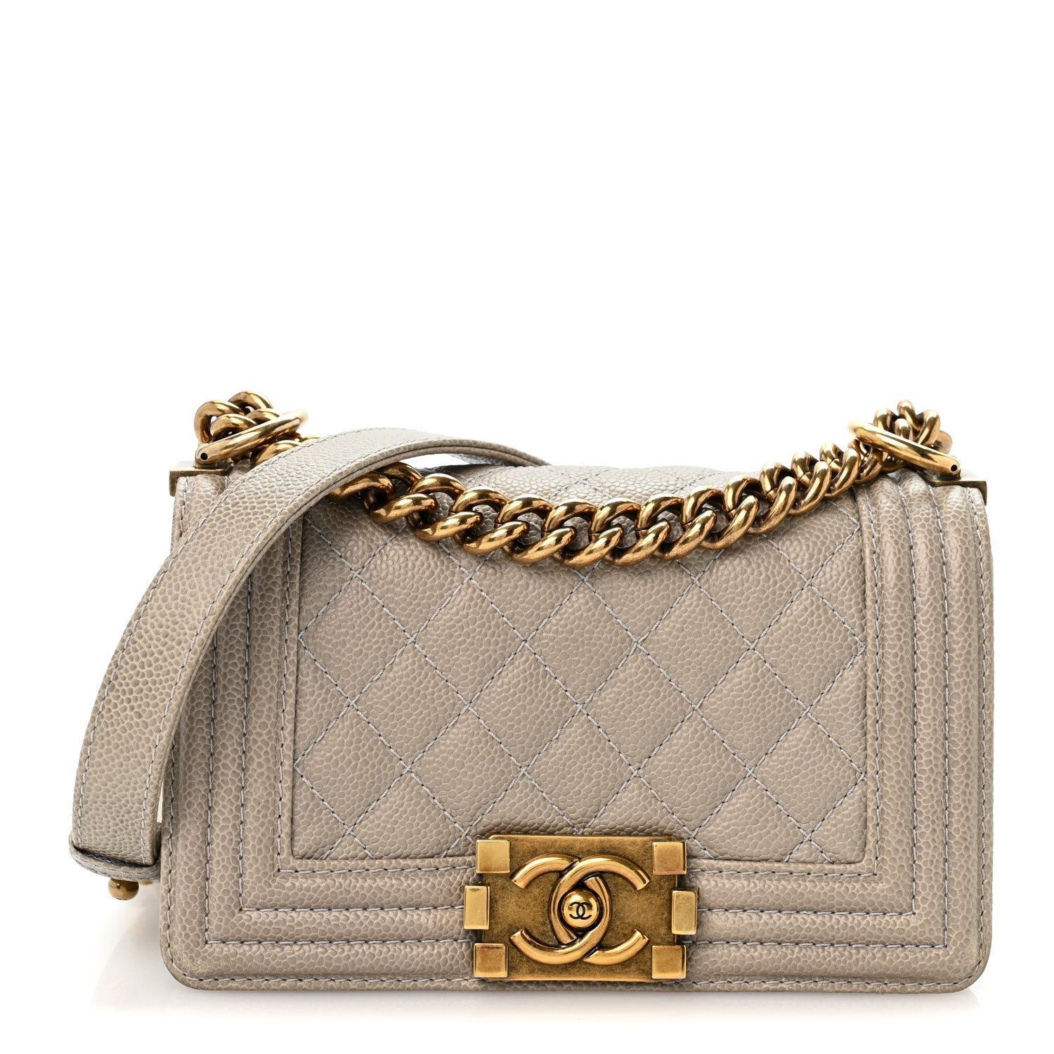 Chanel Caviar Quilted Small Boy Flap Grey