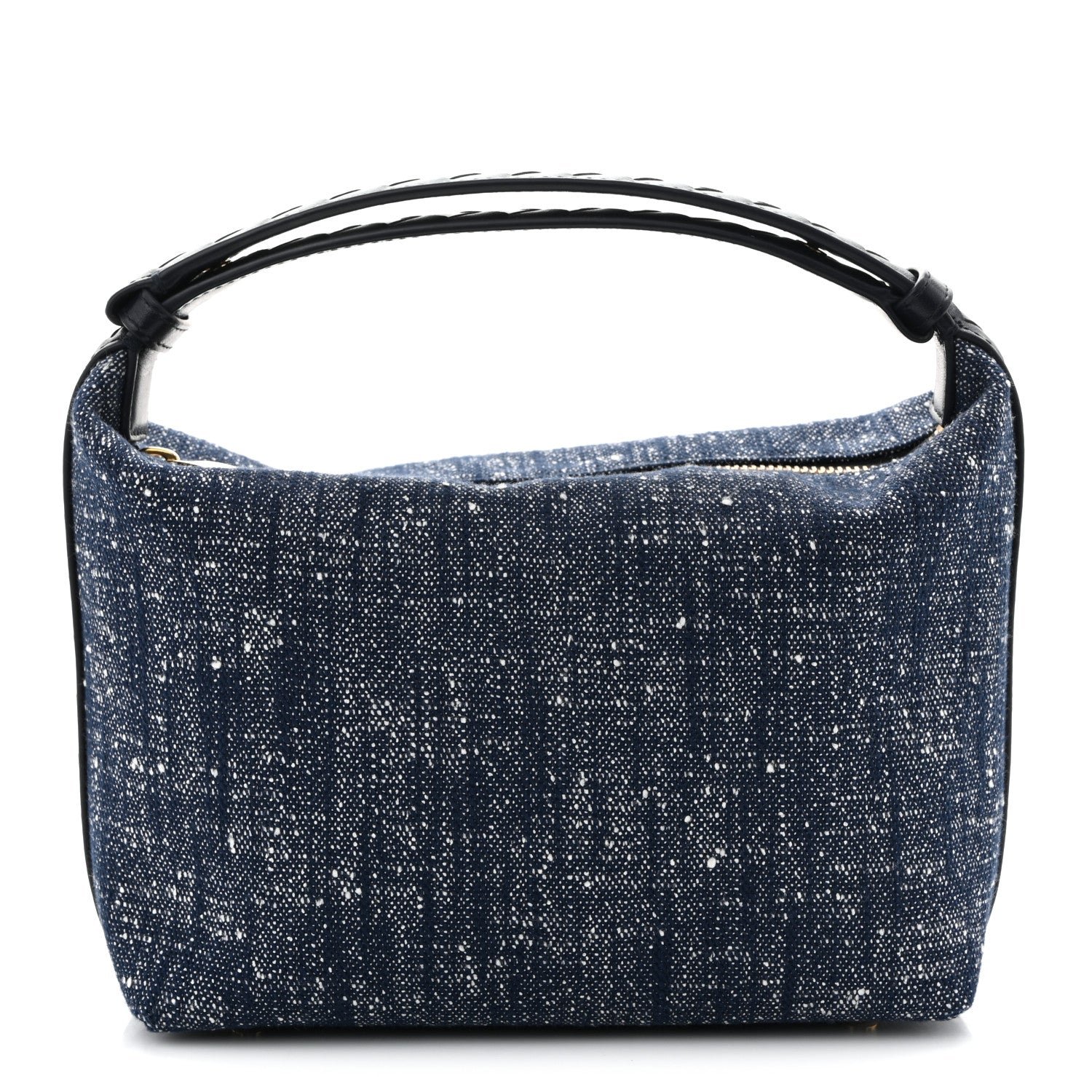 Bottega Veneta Denim Boucle Wallace Shoulder Bag Navy White Space