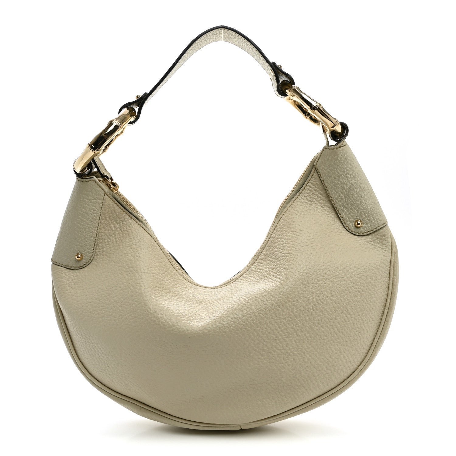 Gucci Calfskin Half Moon Bamboo Ring Hobo White