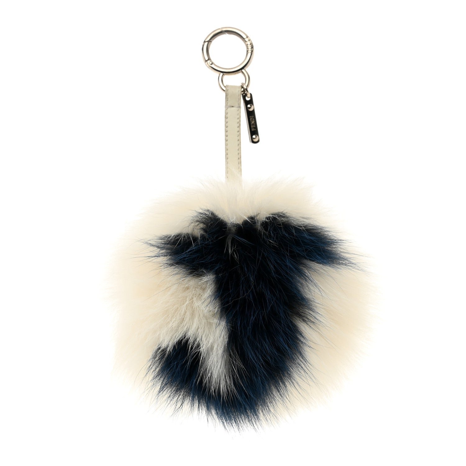Fendi Fox Fur Shiny Nappa Bi-Color J ABCharm Bag Charm White Blue