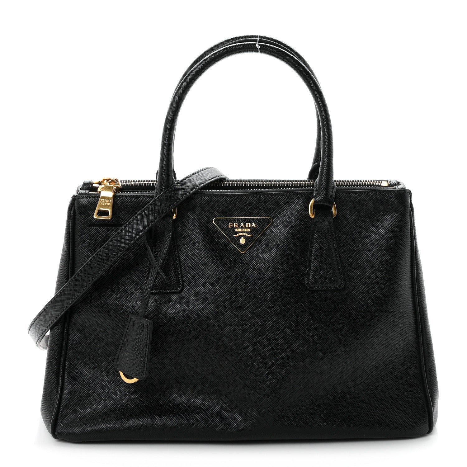 Prada Saffiano Small Galleria Double Zip Tote Black