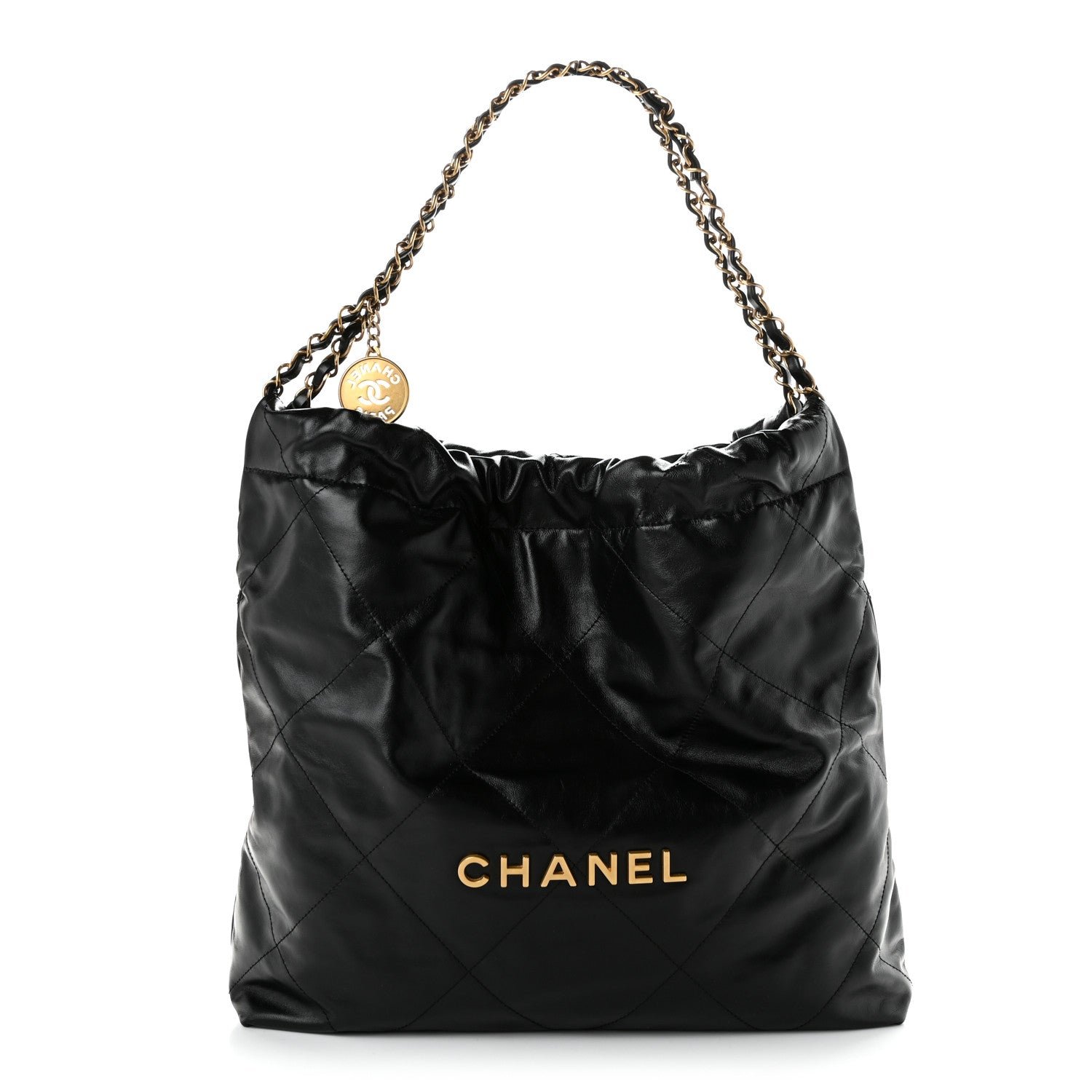 Chanel Shiny Calfskin Quilted Chanel 22 Black