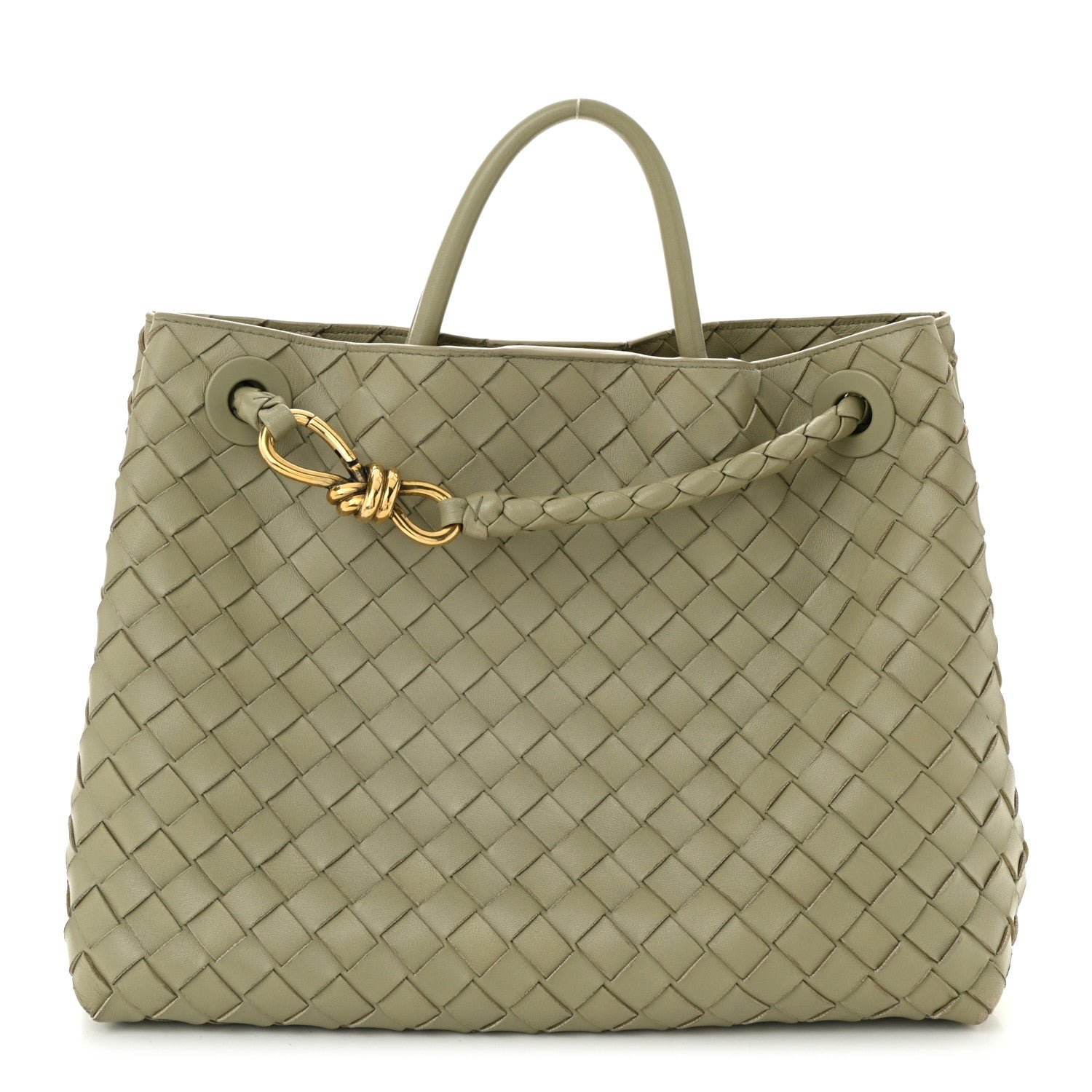 Bottega Veneta Nappa Intrecciato Medium Andiamo Shoulder Bag Travertine