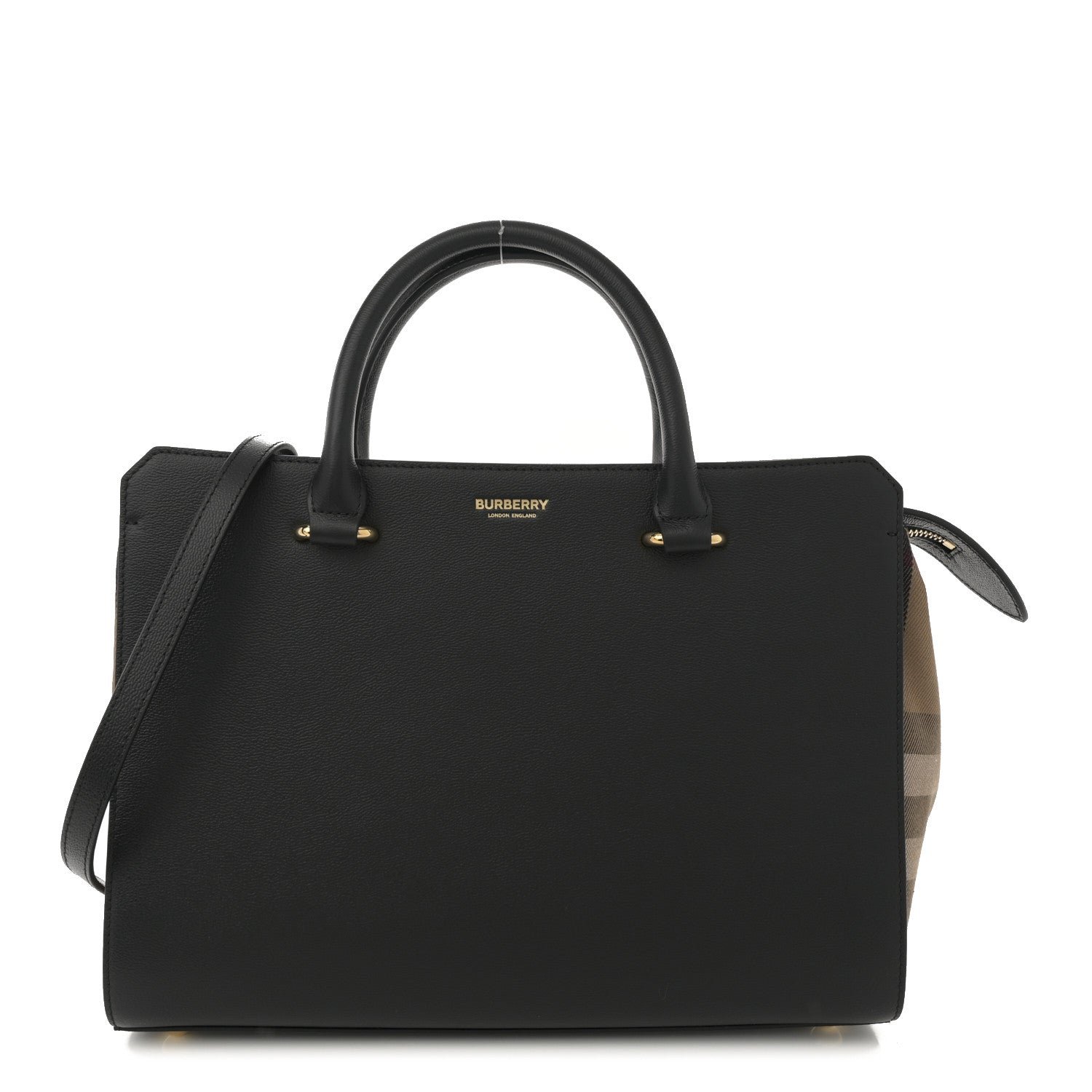 Burberry Calfskin Mega Check Small Banwell Tote Dark