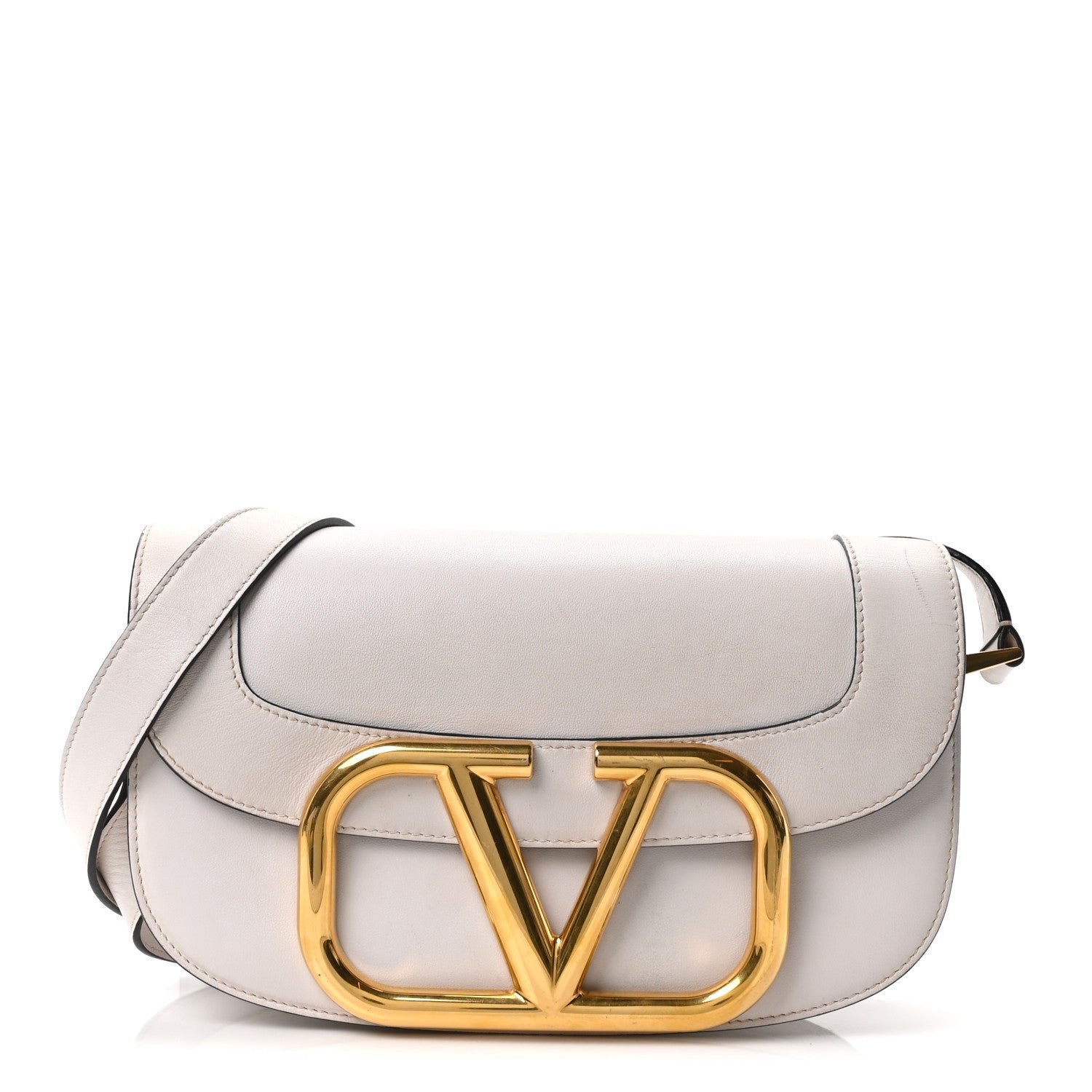 Valentino Garavani Smooth Calfskin Supervee Shoulder Bag Optic White