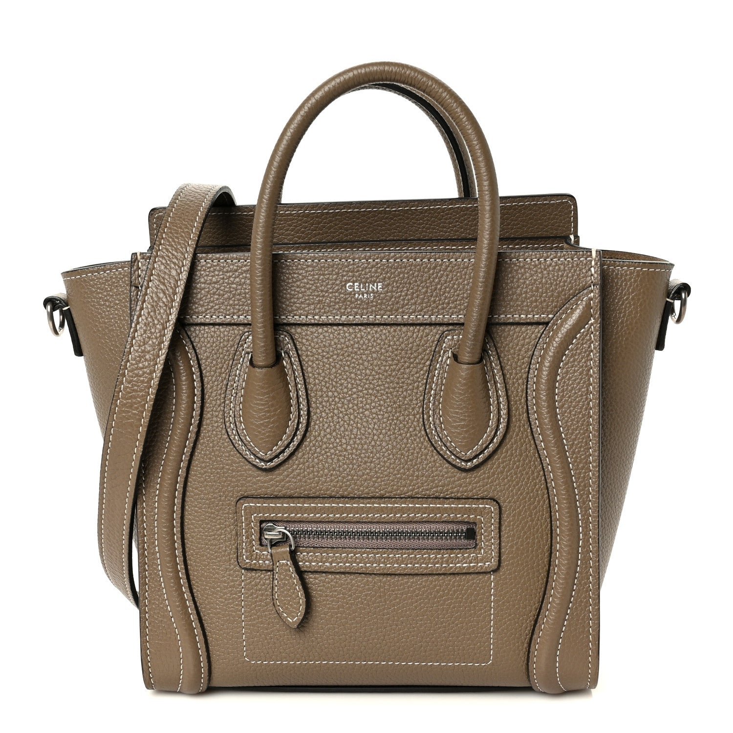 Celine Drummed Calfskin Nano Luggage Souris