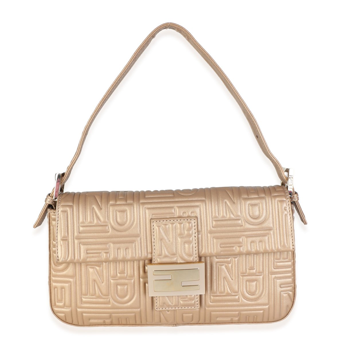 Vintage Gold Nappa FF Embossed Medium Baguette Bag