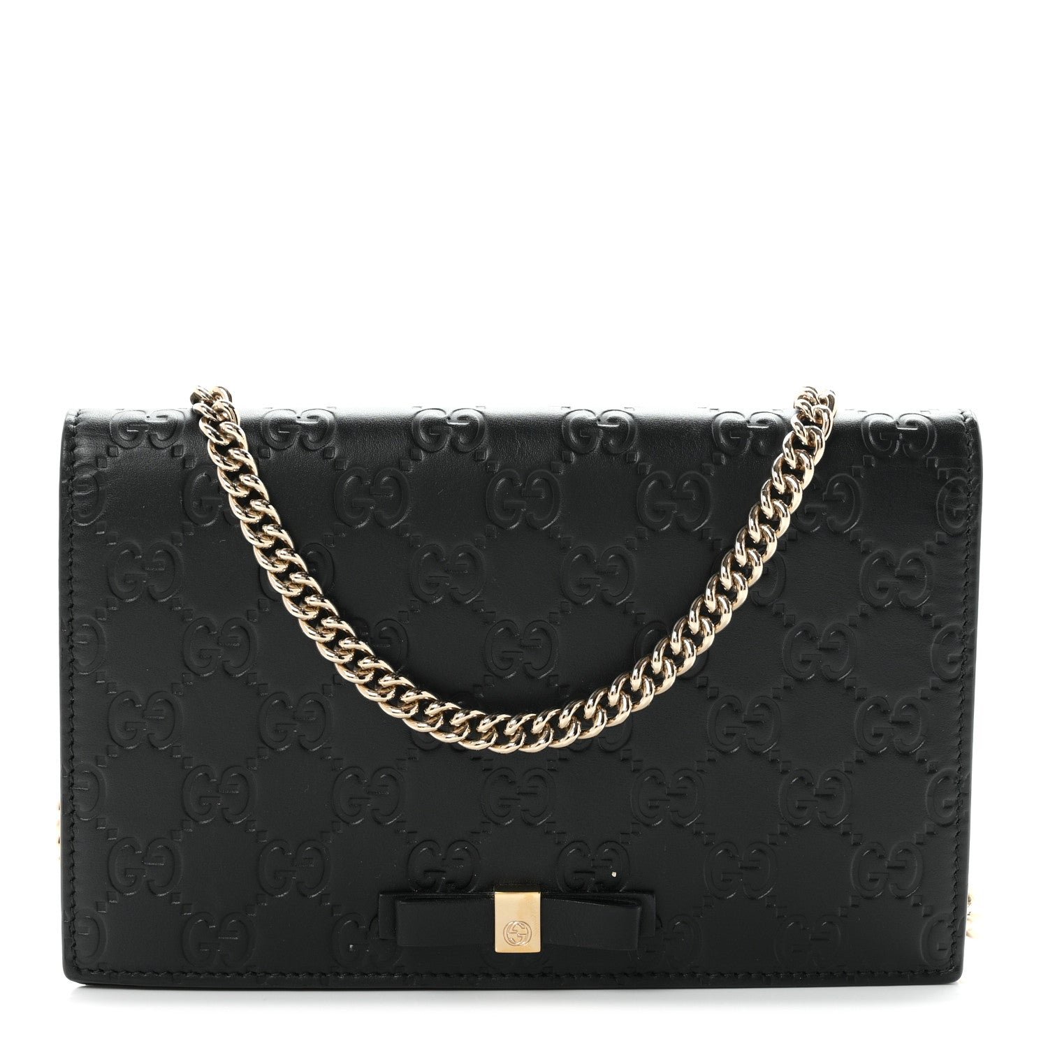Gucci Guccissima Signature Bowy Chain Wallet Black