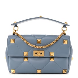 Valentino Garavani Nappa Large Roman Stud Shoulder Bag Niagara