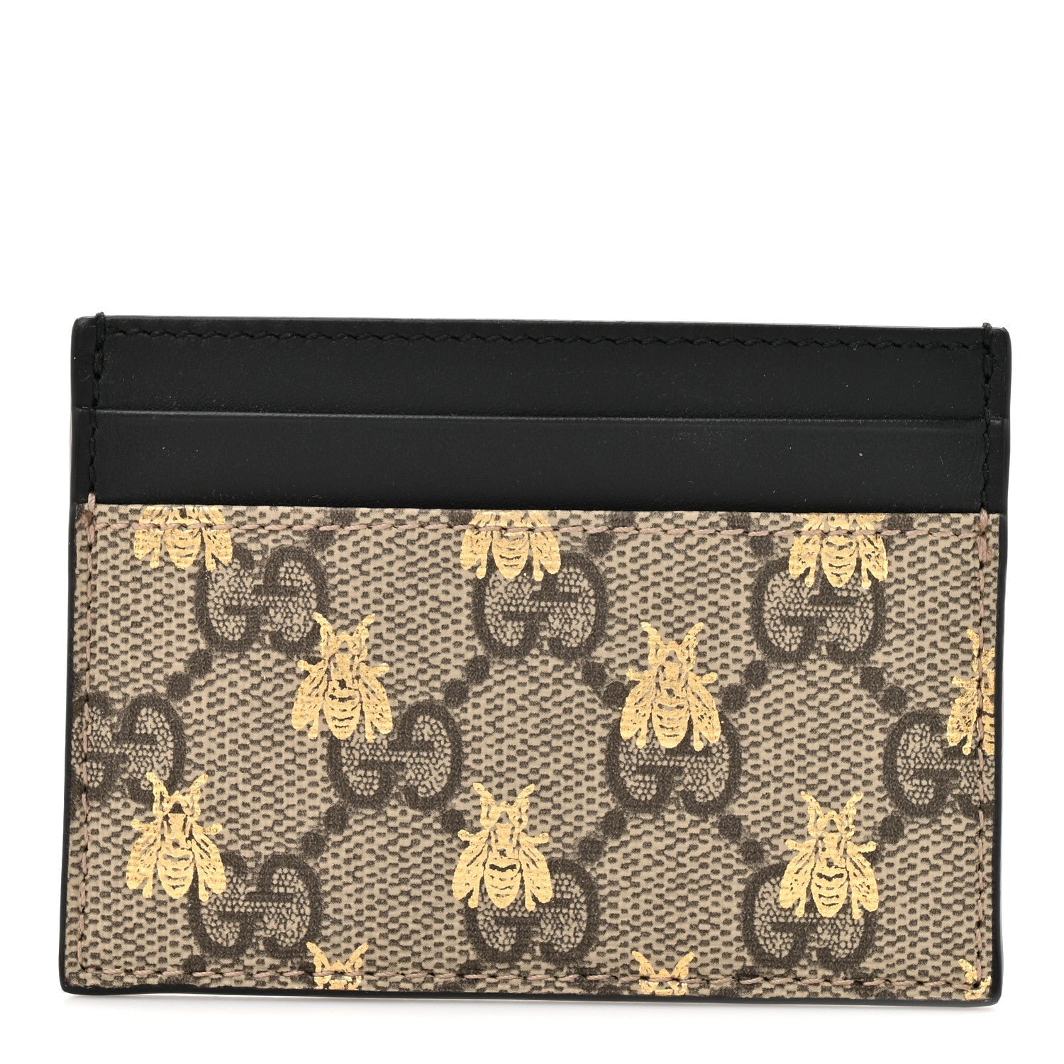 Gucci GG Supreme Monogram Bees Card Holder Black