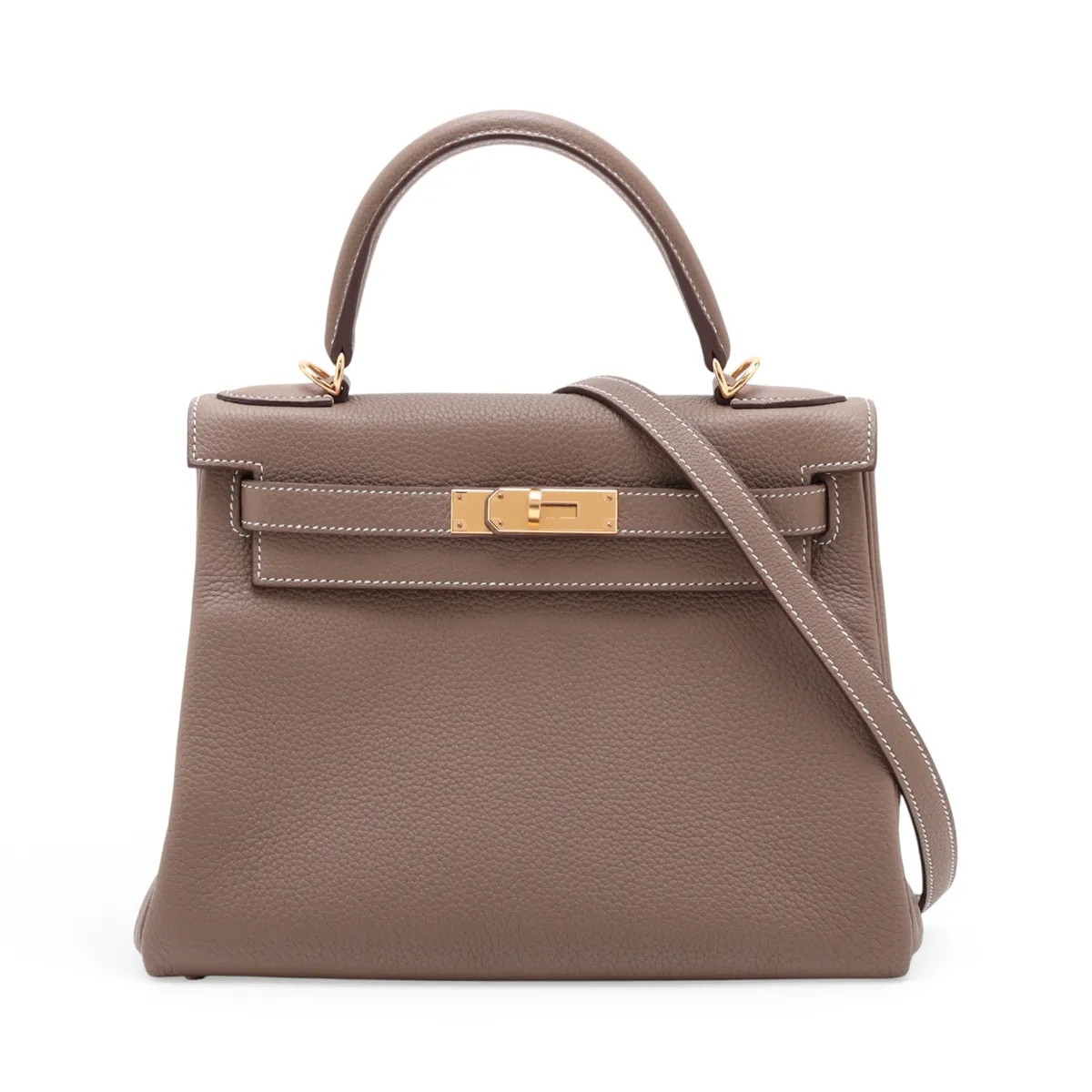 Hermès Kelly 28 Le Tournay Togo Etoupe Gold Metal Fittings