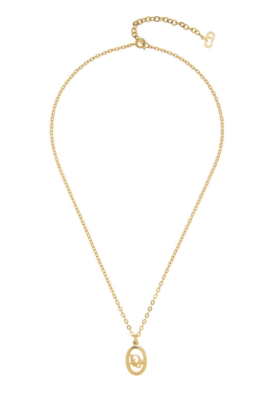 Dior Gold Oval Logo Necklace