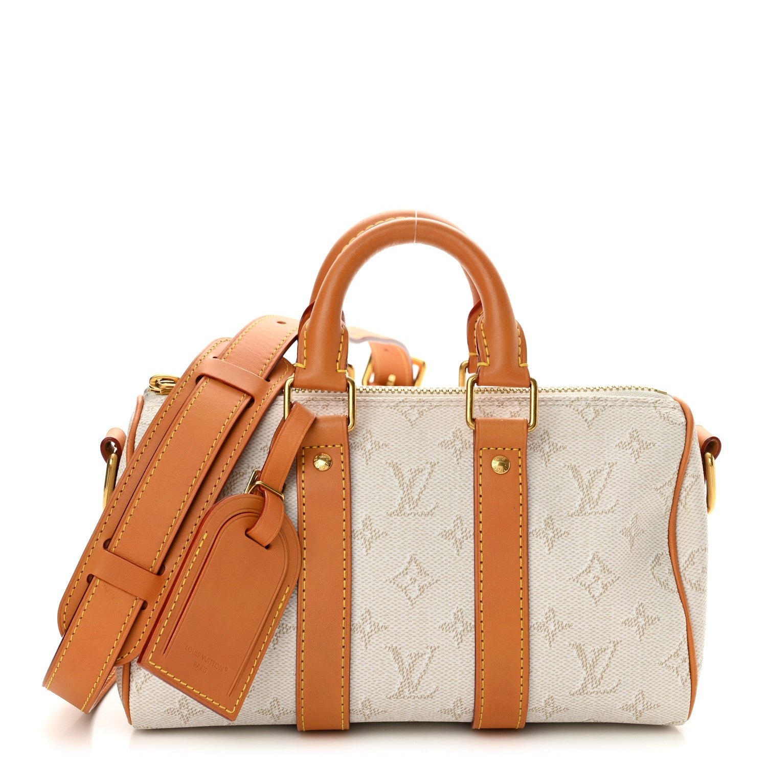 Louis Vuitton Monogram Heritage Keepall Bandouliere 25 Off White