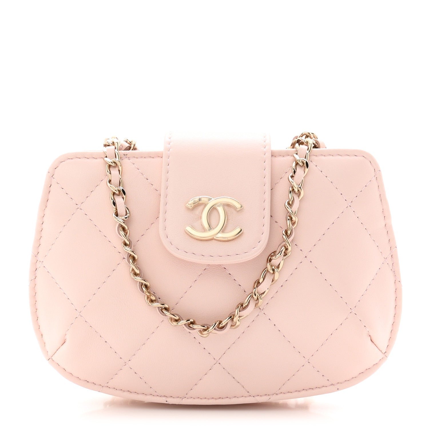 Chanel Lambskin Quilted Mini CC Chain Bag Light Pink