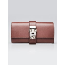 Hermes Hermes 23cm Griolet Box Leather Palladium Plated Medor Clutch Bag