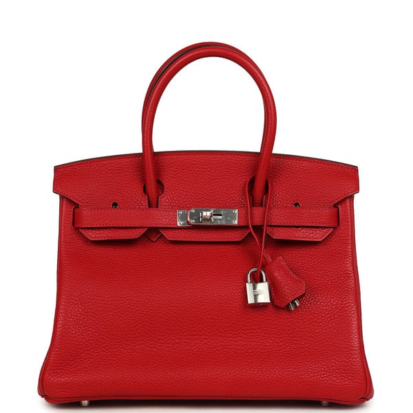 Hermes Pre-owned Hermes Birkin 30 Rouge Casaque Togo Palladium Hardware