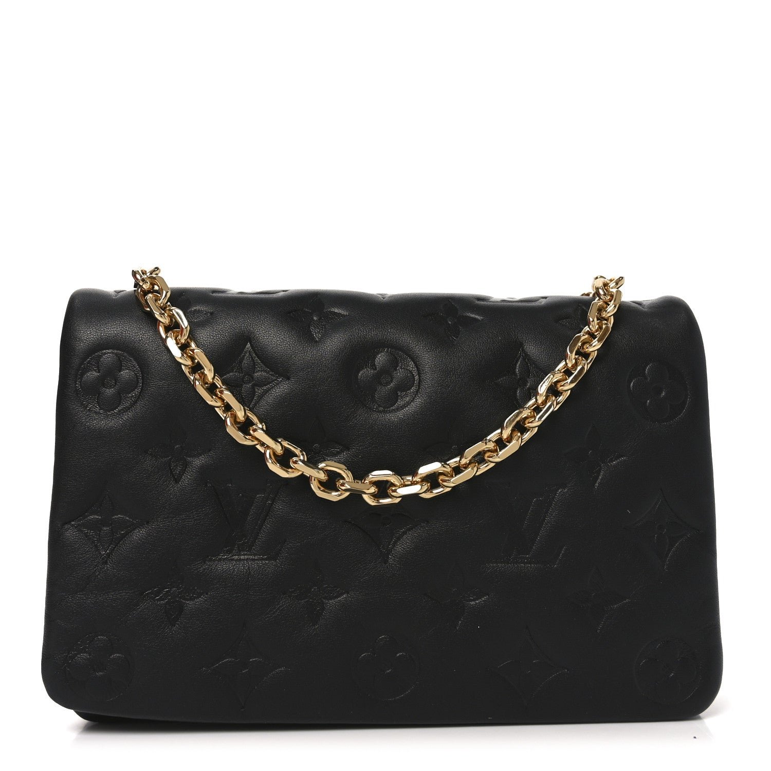 Louis Vuitton Lambskin Embossed Monogram Pochette Coussin Black