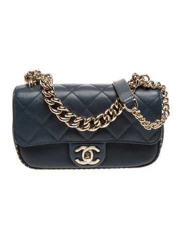 Small Caviar Studded Flap Bag
