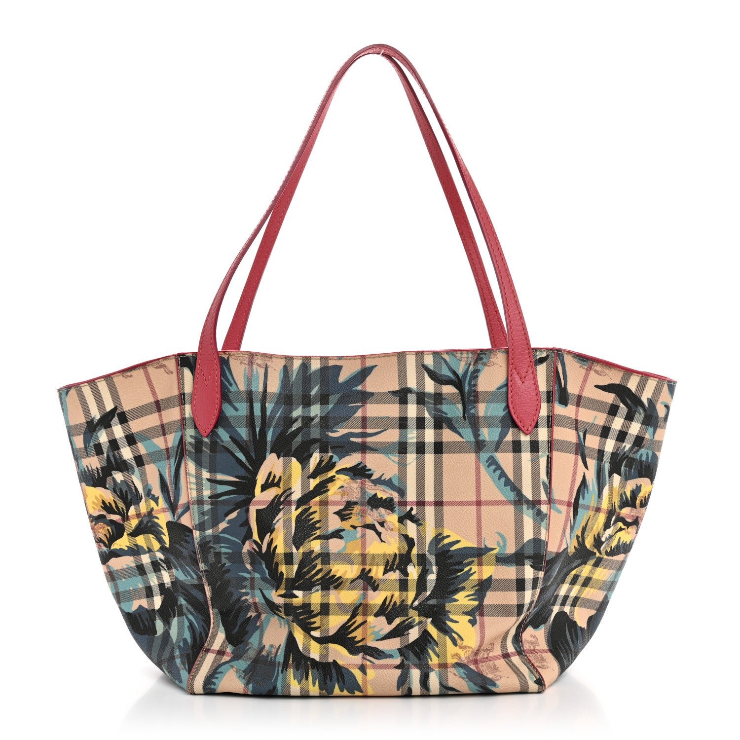 Burberry Haymarket Check Floral Print Small Canterbury Tote Pink