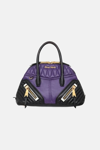 Leather Moto Top Handle Bag