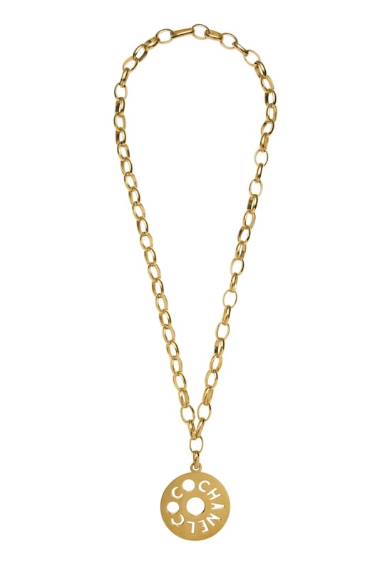 Gold Cutout Circle Necklace Large