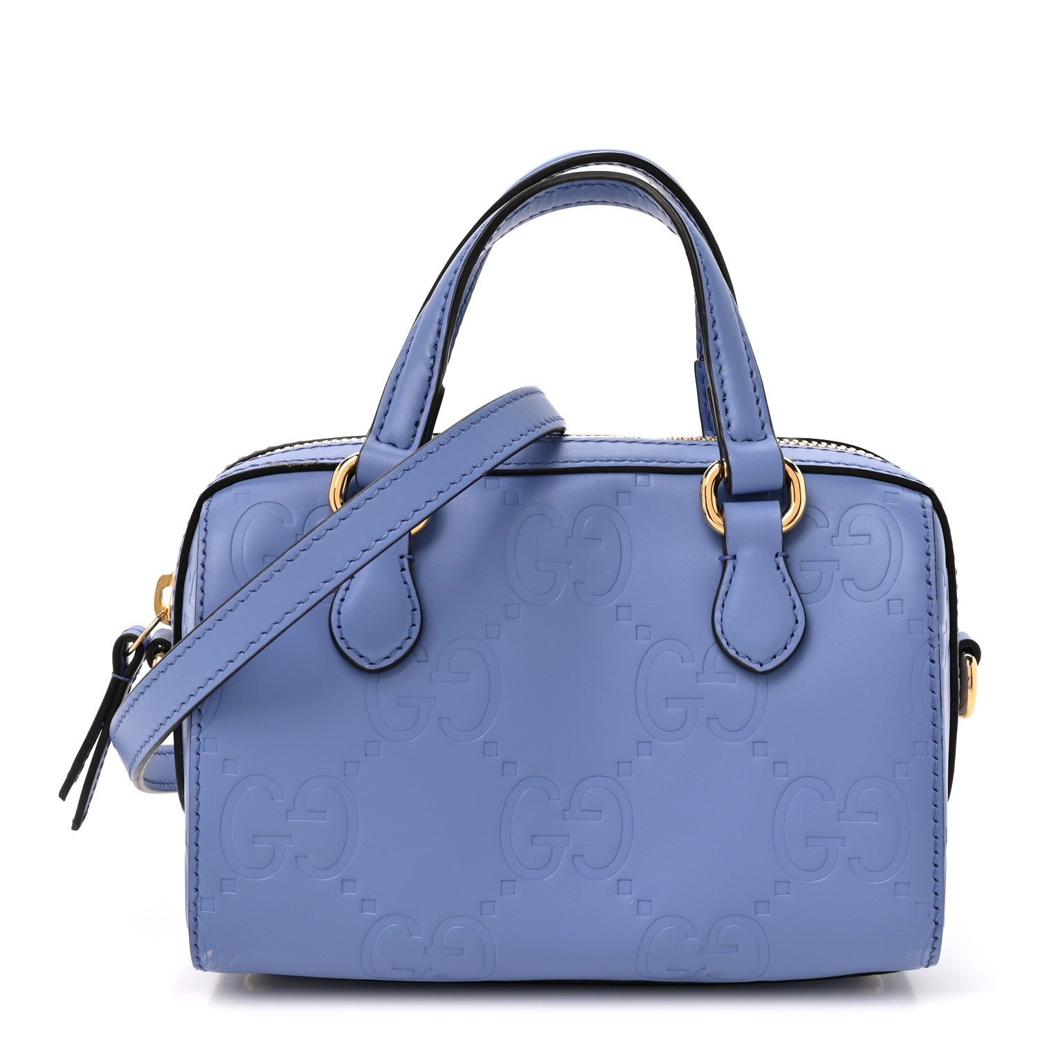 Gucci Gilbert Calfskin Jumbo GG Embossed Super Mini Top Handle Bowler Bag Bloom Lavender