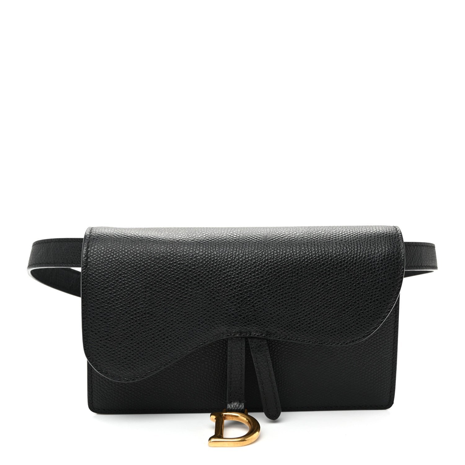 Christian Dior Grained Calfskin Saddle Belt Bag Black