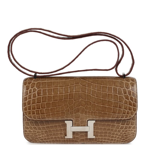 Hermes Pre-owned Hermes Constance Elan Ficelle Shiny Niloticus Crocodile Palladium Hardware