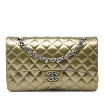 Medium Classic Striated Patent Double Flap